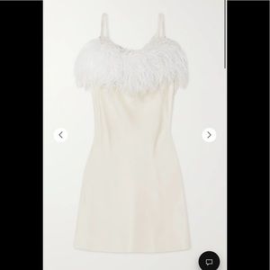 Sleeper Boheme feather-trimmed-satin mini dress